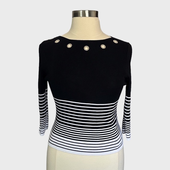 Finity Grommet Contrast Monochrome Stripe Top - XL - Picture 1 of 6